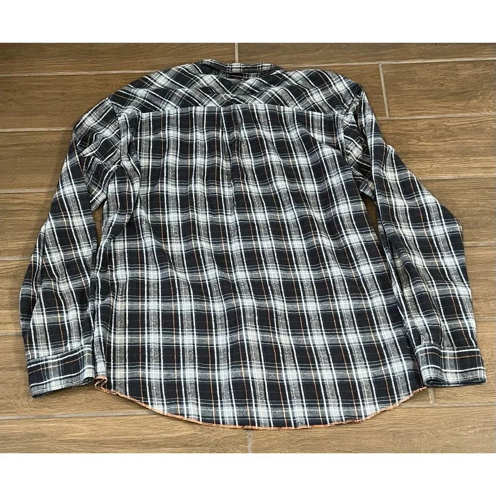 Carbon 2 Cobalt Men's Flannel Shirt Xtra Large Grey Blue Plaid Button Up Casual - Picture 6 of 6